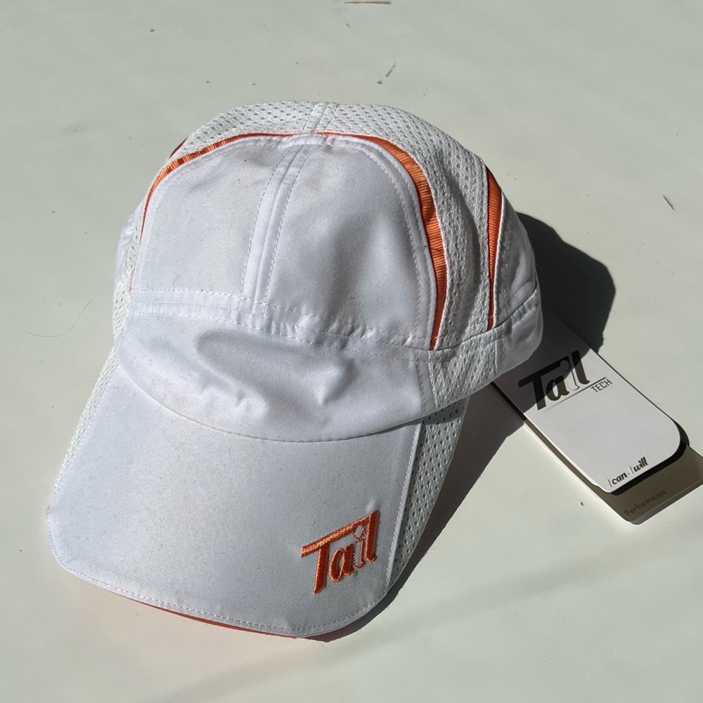 Tail Tech Performance Cap White and Orange Unisex Mesh Golf Hat Adjustable NEW